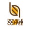 Double Coffee bean Drink Brown yellow icon logo concept design
