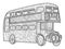 Double decker bus coloring book for adults vector