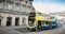 Double decker Irish bus that parks in front of Heuston train station in Dublin