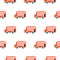 Double decker red bus kid seamless vector pattern.