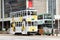 Double-decker trams on the street, popular among tourists mode of transport