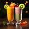 Double delight Two vibrant smoothie cocktails in enticing presentation