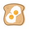 Double egg on toast slice vector illustration on a white background