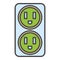 Double electrical outlet icon color outline vector