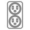 Double electrical outlet icon, outline style