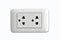 Double electrical power socket and single plug switched on