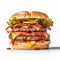 Double Exposure Commercial Image Of Delicious Bacon Cheeseburger