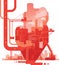 double exposure of heart and factory. Vector illustration decorative design