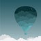 Double exposure of hot air balloon and clouds. Vector illustration decorative design