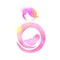 Double exposure illustration.Logo of mother holding adorable child baby  silhouette plus abstract water color painted. Mother`s