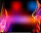 Double fire torch vector colored sparks burn horizontal