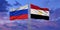 Double Flag Egypt and Russia flag waving flag with texture background