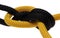 Double flat knot. black and yellow ropes.