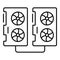 Double graphic card icon, outline style