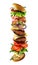 Double hamburger broken down vertically