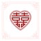 Double happiness Chinese character in heart shape