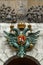 The double-headed eagle coat of arms on the Peter`s Gate. Peter Paul Fortress. St. Petersburg. Russia.