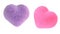 Double heart shape Soft hair pink color and purple on white back