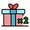 Double loyalty gift box icon color outline vector