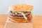 Double McDonald`s lumberjack sandwich Polish: kanapka drwala. Popular seasonal sandwich from McDonald`s