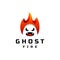 Double Meaning Logo Design Combination of Ghost and Fire