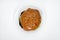 Double meat burger with vegetables on a white background. Delicious cheeseburger on a plate. Meat fast food. A large hamburger