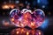 Double neon hearts radiate love and warmth, their luminosity captivating observers