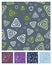 Double oval triangle line seamless pattern with colour variations.