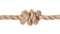 double overhand knot tied on jute rope isolated
