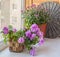 Double petunia in a basket