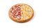 double pizza with pepperoni and dor blue cheese on white background for food delivery restaurant menu 1