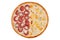 double pizza with pepperoni and dor blue cheese on white background for food delivery restaurant menu 2