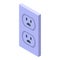 Double power socket icon, isometric style