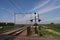 Double railroad track between Gouda and Rotterdam at Moordrecht in the Zuidplaspolder, the lowest area of western Europe