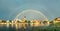 Double rainbow above Elblag town in Poland