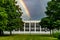 Double rainbow behind a socialist house in green park