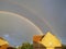 Double rainbow clouds stormy weather