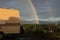 Double rainbow and moody skies in Homer, Alaska