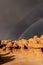 A Double Rainbow over Goblin Valley State Park, Utah on a Stormy Day