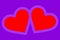 Double Red heart design on violet colour background