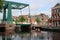 Double scull rowing boat, canal, Leiden, Holland