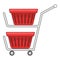 Double shopping cart icon, cartoon style