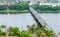 Double span bridge connecting waterfront TrangTien Perfume