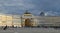 Double Triumphal Arch crowned with Roman quadriga on Palace Square in summer. Saint Petersburg