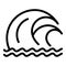 Double tsunami wave icon, outline style