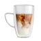 Double wall mug with latte coffee isolated