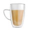 Double wall mug with latte coffee isolated