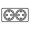 Double wall power socket icon, outline style