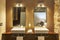 Double washbasin interior modern design. Bathroom detail decoration. Indoor