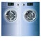 Double Washing Machine. Front View of Blue Steel Steam Washer. F